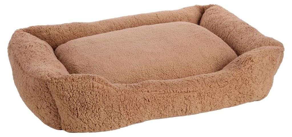 Flamingo Hundekorb Felpa rechteckig mokka, Maße: 100 x 80 x 25 cm
