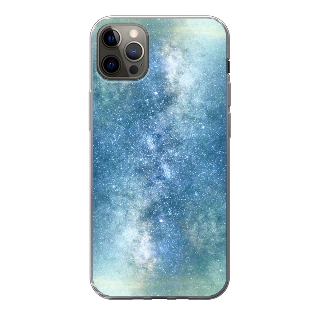 MuchoWow Handyhülle Schutzhülle Hülle für iPhone 12 Pro Max Sterne - Himmel - Blau - Jungen - Mädchen - Kinder Silikon Softcase Handy Hülle...