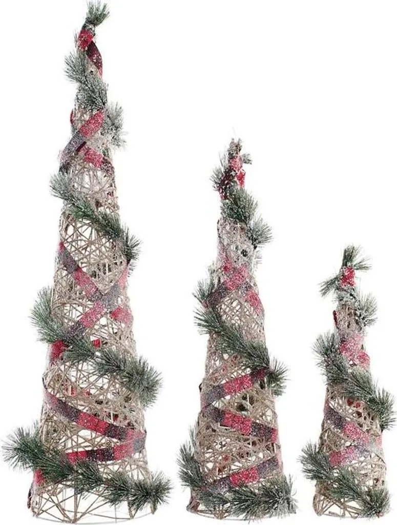 Cône de Noël LED 80 cm sans perte de neige lot de 3 DKD Home Decor