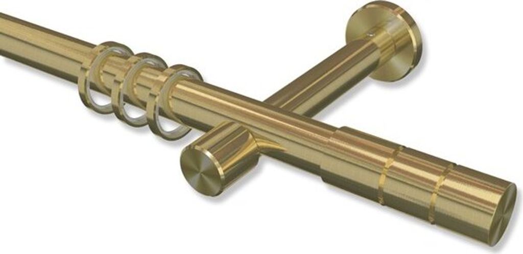 Interdeco Gardinenstange, Vorhangstange Messing-Optik Modell Prestige Elanto, 20 mm Ø 1-läufig, 320 cm (geteilt)