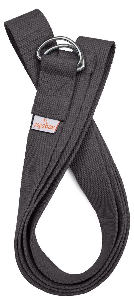 yogabox Yogagurt BASIC mit Verschluss aus zwei D-Ringen - grau 2,0 m