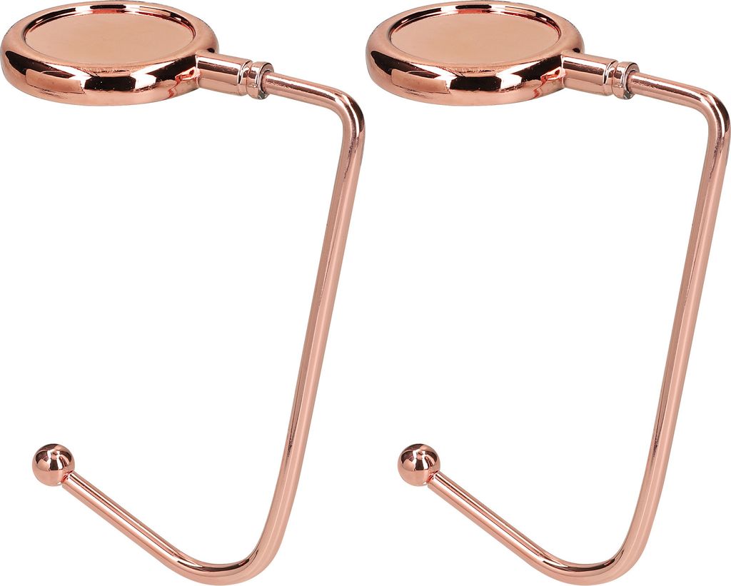 kwmobile Taschenhalter für Tisch - 2x Handtaschenhalter für Tisch - Taschenhaken - Taschen Aufhänger - Taschen Halter Haken - Tischhaken Set Ros...