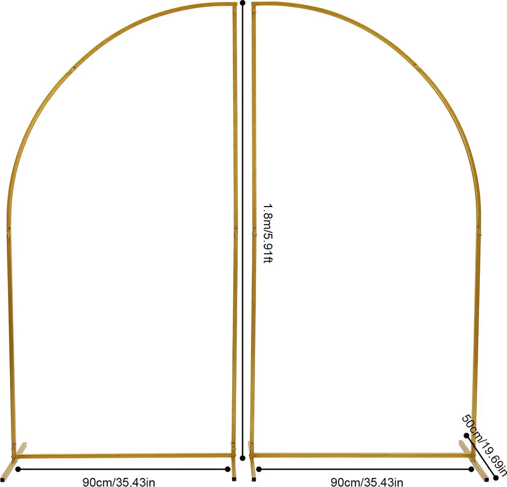 Support Arche Stable pour Grappe de Ballons Métal Or 1,8m Facile à Monter