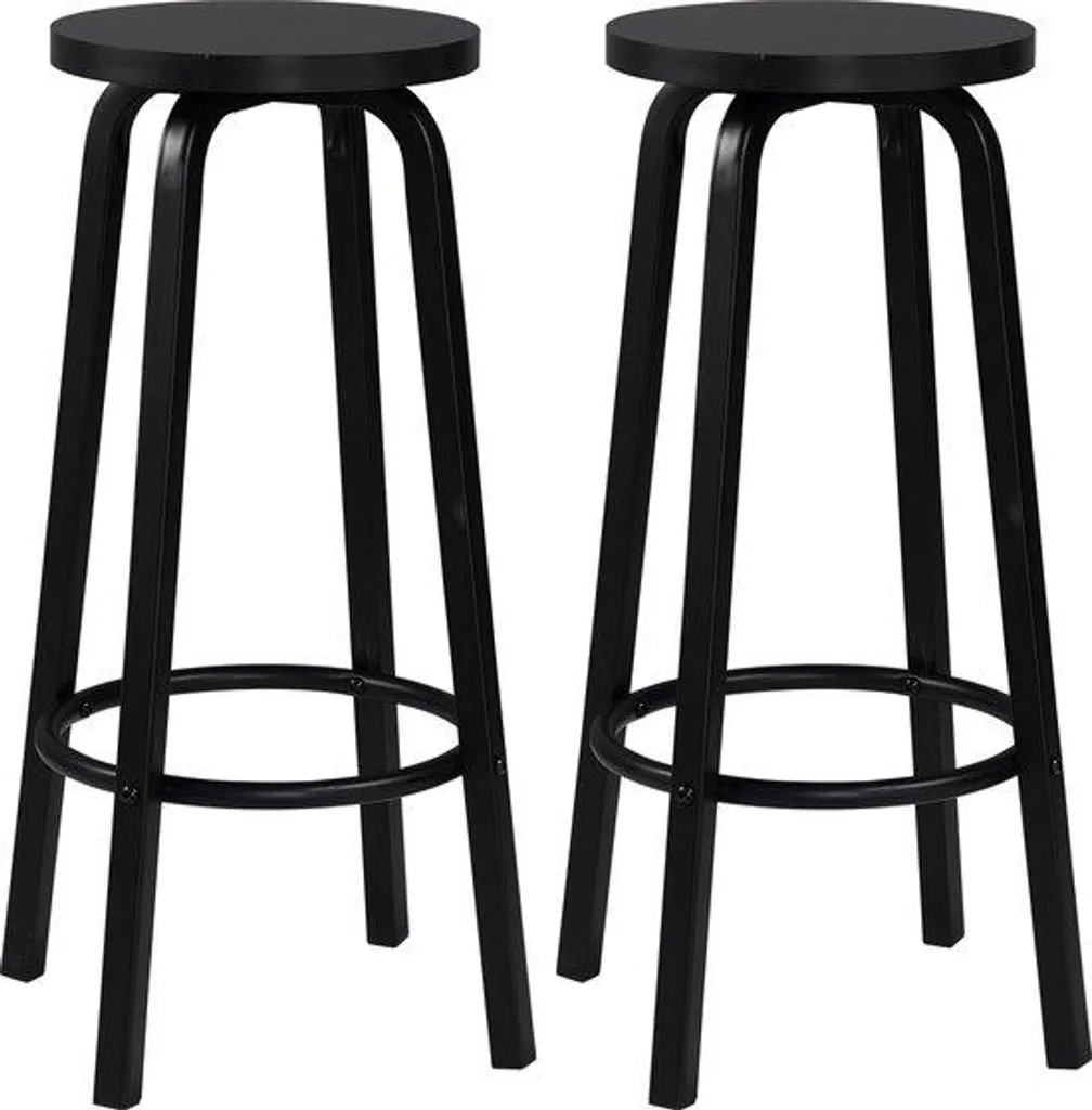 Tabourets de bar en bois massif et métal noir au design de luxe Van