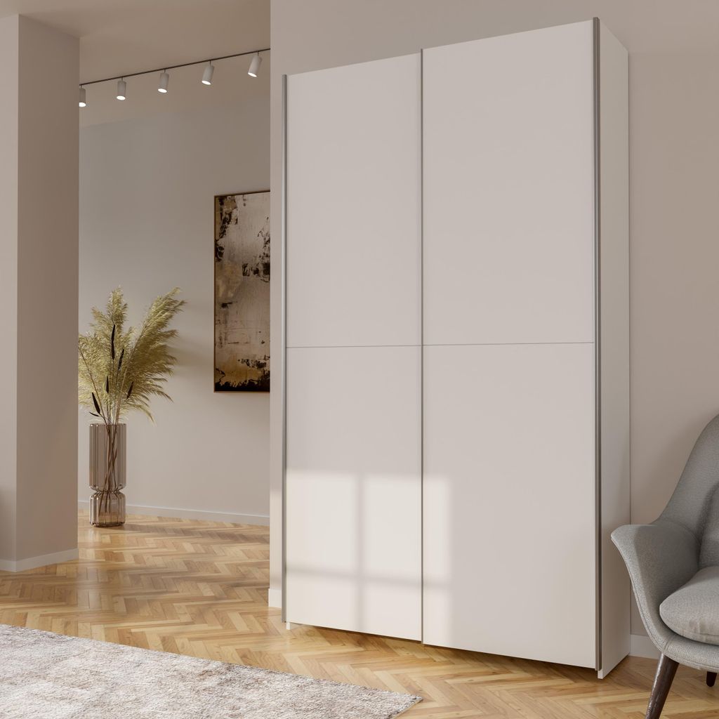 Forte HOME NOOK Mehrzweckschrank 120 40, moderner Schwebetürenschrank mit 2 Türen, Flur, Holzwerkstoff, Weiß, 120,1 cm breit x 210 cm hoch x 39,...