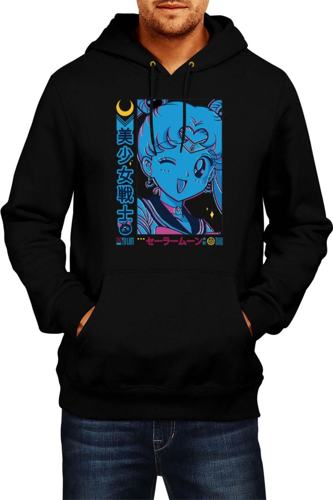 Herren Kapuzenpullover Japan Manga Anime Comics Animation Sailor Anime Manga Moon 11, Man L / Schwarz