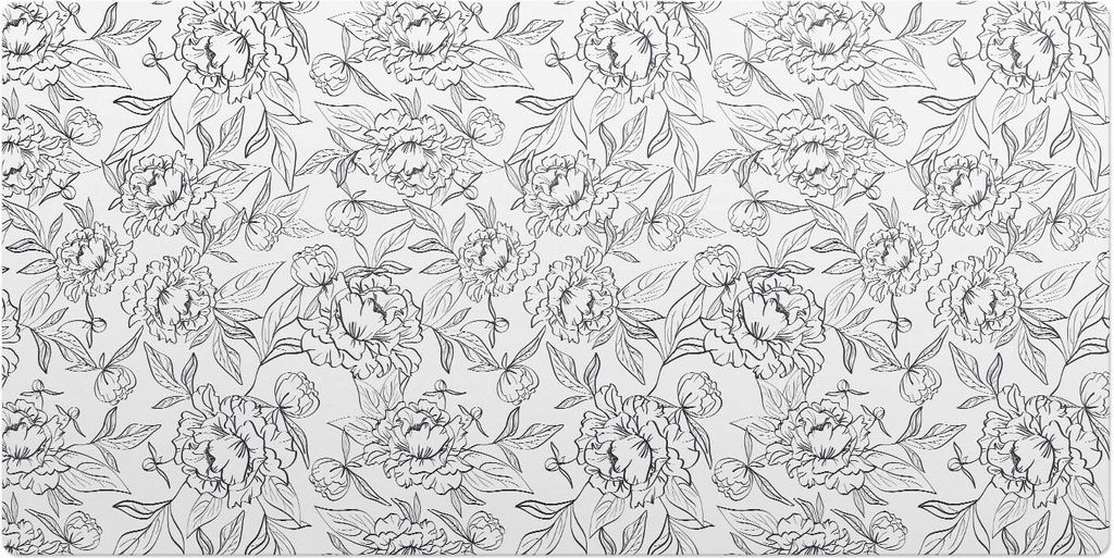 Blumenkonturmuster– Schreibtischunterlage – Schreibtisch Tischunterlage – 120x60 cm – Unterlage Groß Schreibtischmatte