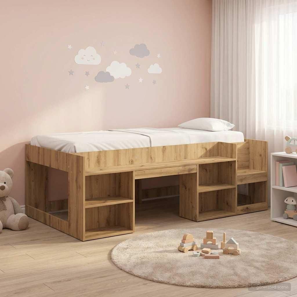 Maison Exclusive - Kinderbettgestell mit Stauraum Artisan-Eiche 98,5 x 200 cm
