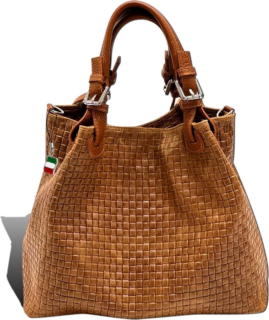 Sac à main marron Florence sac tressé en relief cuir Image du produit 