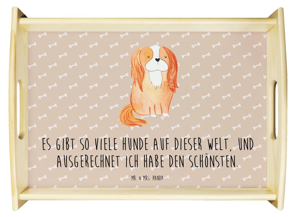 Mr. & Mrs. Panda Servier Tablett Hund Cavalier King Charles Spaniel - Hundeglück - Geschenk, Deko, Dekotablett, sofatablett, Serviertablett, Spruc...