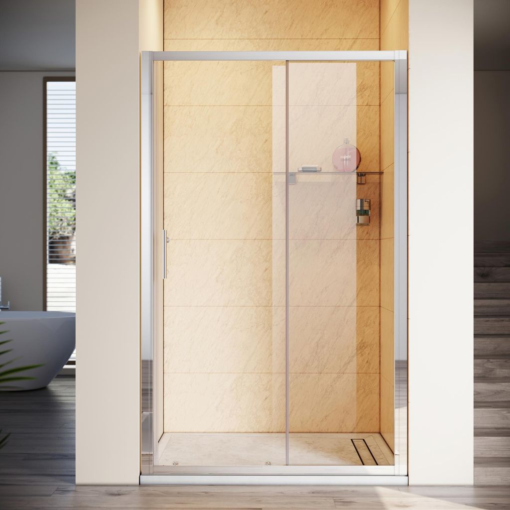 SONNI160x185cm Porte de douche coulissante verre clair Image du produit 