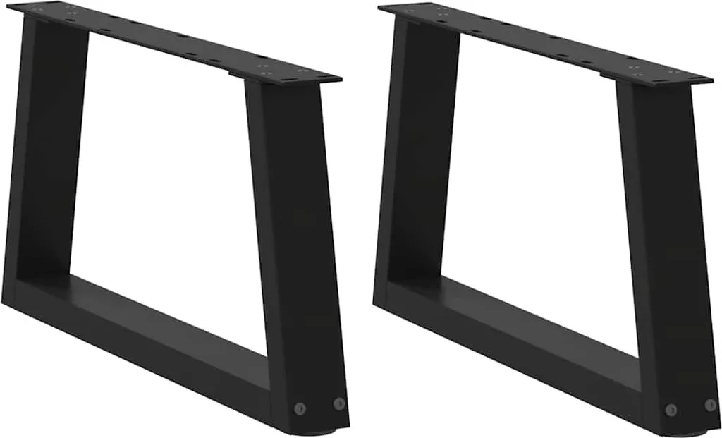Set 2 Gambe a V per Tavolo Nero 70x30 cm Acciaio Rinforzato DIY
