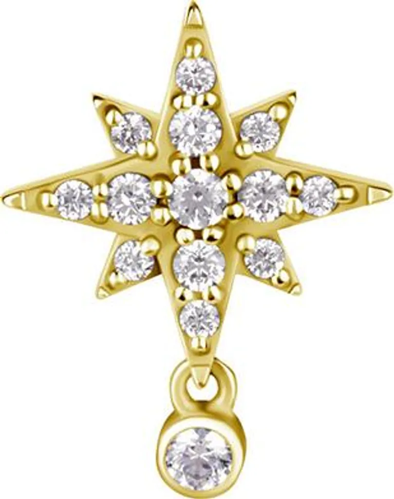 Bijou de Cartilage Étoile Push-in avec Zircon Blanc et Finition Dorée