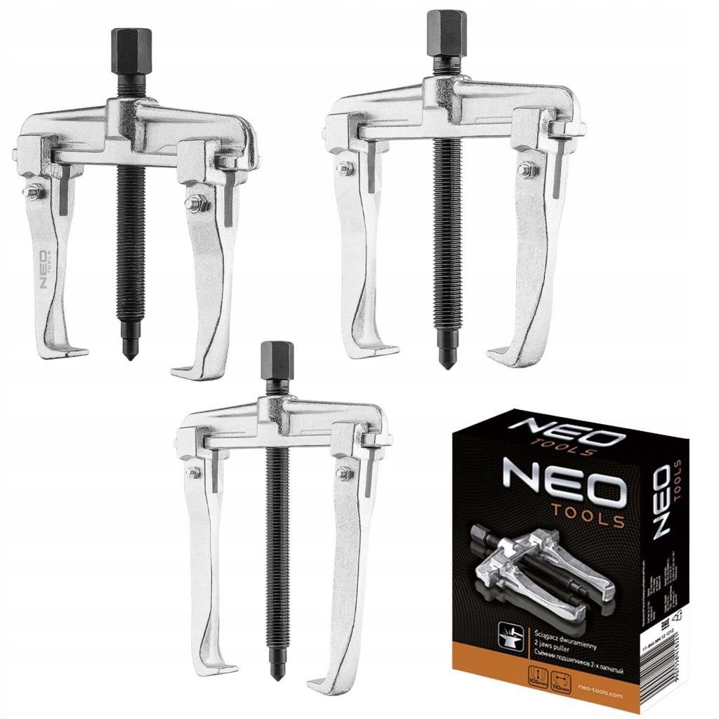 NEO TOOLS 2-Arm Zweiarmiger Abzieher 3 tlg. SET | Lagerabzieher CrV-Stahl Profi