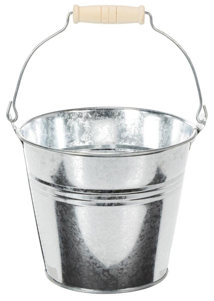 Zink-Eimer Set Glänzend 6 Stück Ø14cm H12cm - Dekorative Metalleimer mit Henkel für Blumen & Kräuter