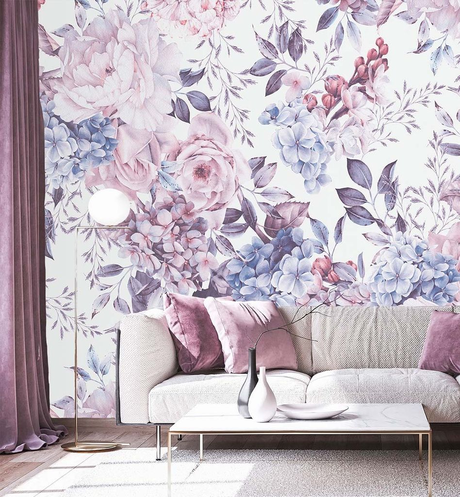 Fototapete Blumen lila, Material:Premium Vlies 150g/qm, Größe Tapete:260 x 260cm