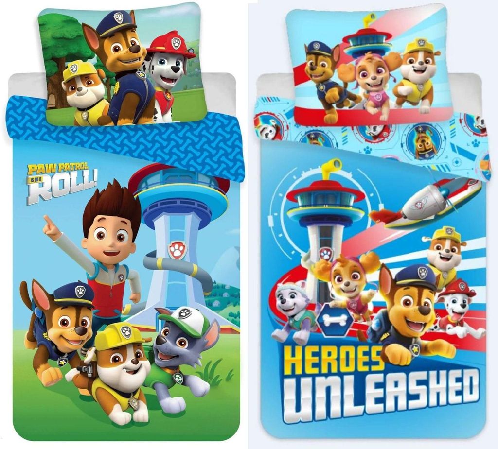 PAW Patrol - 2 x Bettwäsche-Set im Doppelpack, 135x200 & 80x80