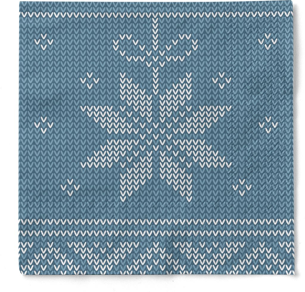 Tissue Serviette Mick in Grau-Blau, 3-lagig, 33 x 33 cm, 100 Stück - Mank - Kreuzstich-Design Weihnachtsserviette