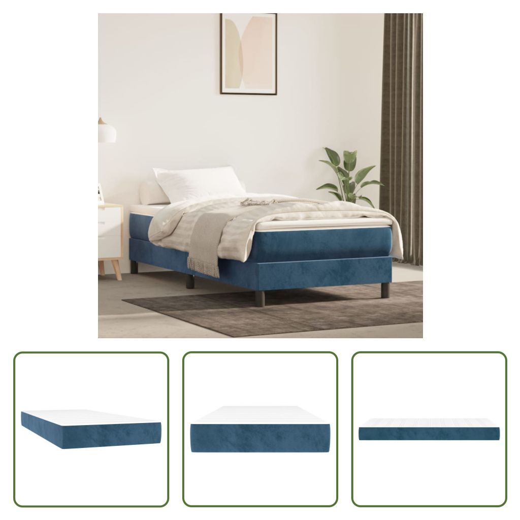 The Living Store Taschenfederkernmatratze Dunkelblau 100x200x20 cm Samt