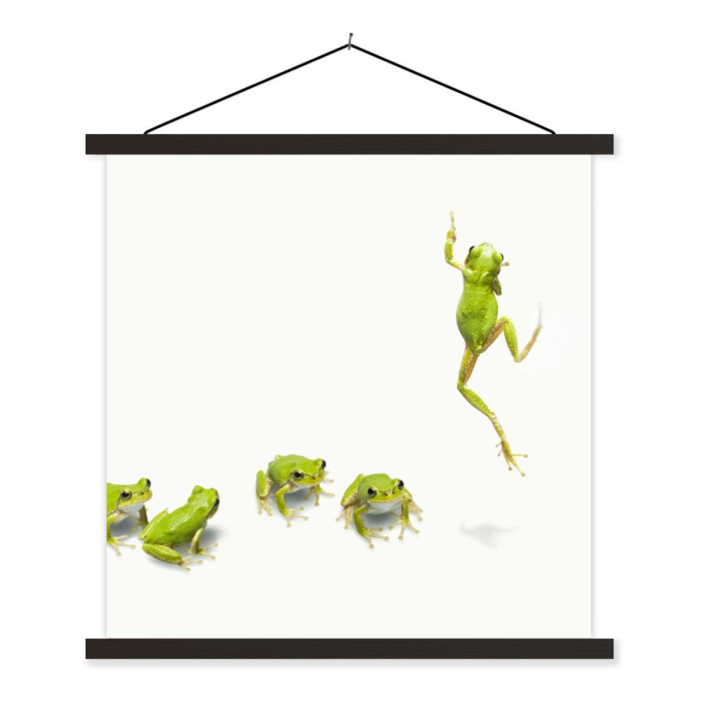 MuchoWow Textilposter Frosch - Tiere - Grün 40x40 cm mit schwarzem Rahmen - Fotos