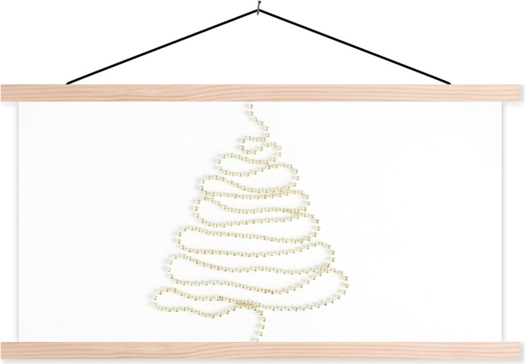 MuchoWow Textilposter Winter - Perlen - Weihnachtsbaum 60x30 cm mit holzfarbenen Rahmen - Dekoration