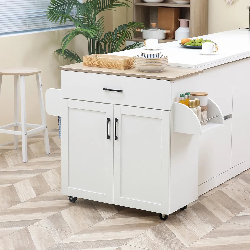 Meuble îlot de cuisine multi-rangements avec étagère réglable