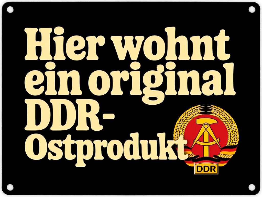 Hier wohnt ein original DDR-Ostprodukt Metallschild in Produktbild 