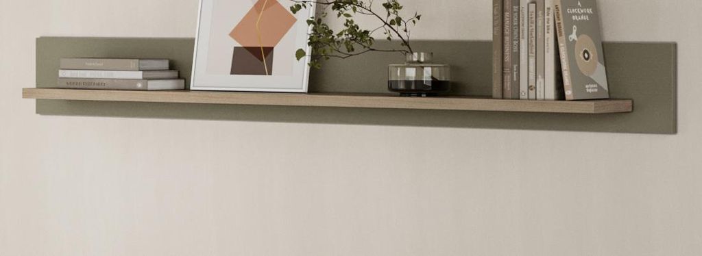 Wandboard "Finnes" in Salbei und Eiche Wandregal skandinavisch 150 cm