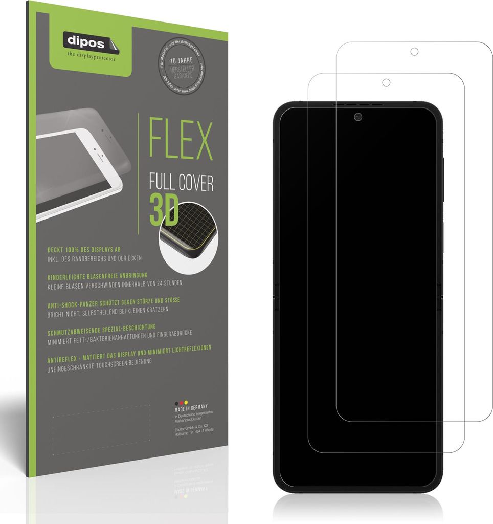2x Full Cover Schutzfolie matt für Samsung Galaxy Z Flip7 FE Innenseite Panzerfolie Anti-Shock