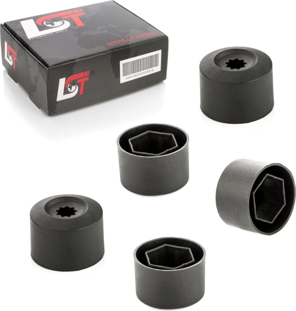 5x Radschrauben Abdeckkappen Set 17 mm schwarz für SAAB VOLVO OPEL VAUXHALL