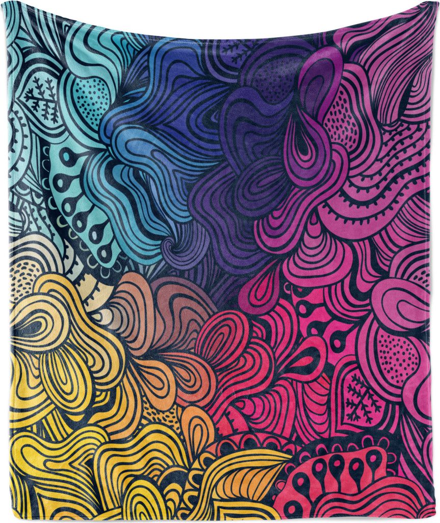 ABAKUHAUS Abstrakt Weich Flanell Fleece Decke, Moderne Bloom-Strudel, Gemütlicher Plüsch für den Innen- und Außenbereich, 125 x 175 cm, Mehrfarbig
