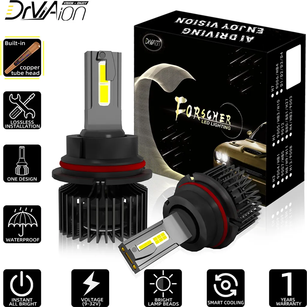 1 paio di lampadine a LED per auto Ip68 impermeabile ad alta potenza ad alte prestazioni buona dissipazione di calore rapida installazione lampada F4 9007/HB5