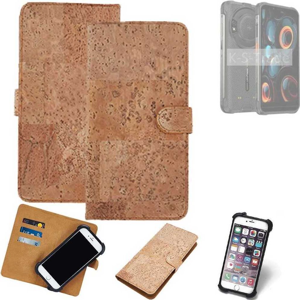K-S-Trade Hülle kompatibel mit Ulefone Power Armor 16S Kork Handyhülle Cover Schutzhülle TPU Case Bumper in Hellbraun, (1x)