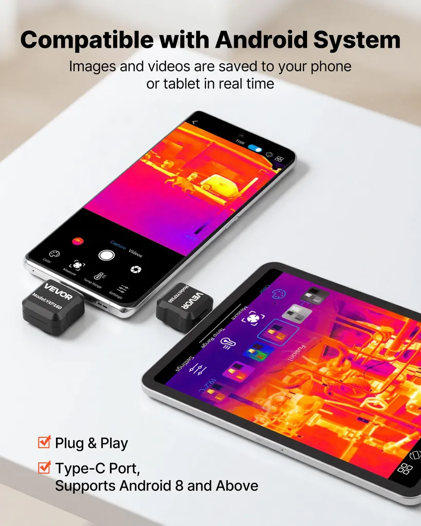 Caméra thermique VEVOR pour Android USB-C IR 160x120 Haute Résolution - 4