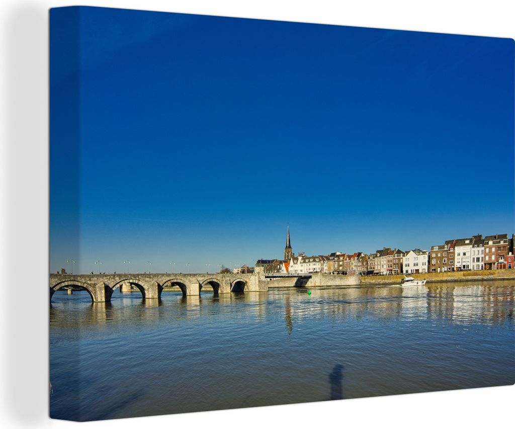 OneMillionCanvasses - Leinwandbilder - 140x90 cm, Bild des Flusses Maas in Maastricht, Wandbilder Kunstdruck Wanddekoration - Foto auf Leinwand -...