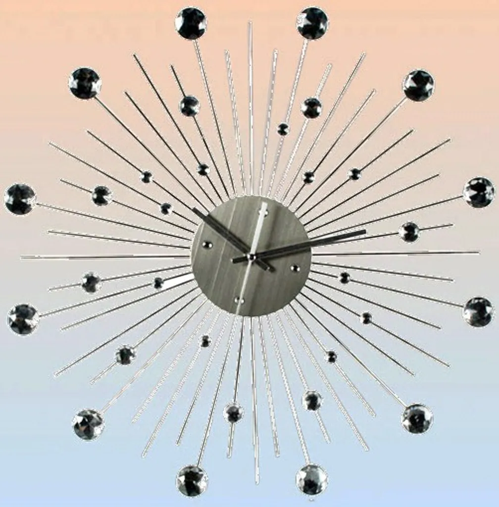 Horloge murale silencieuse en métal et cristal 50cm effet scintillant