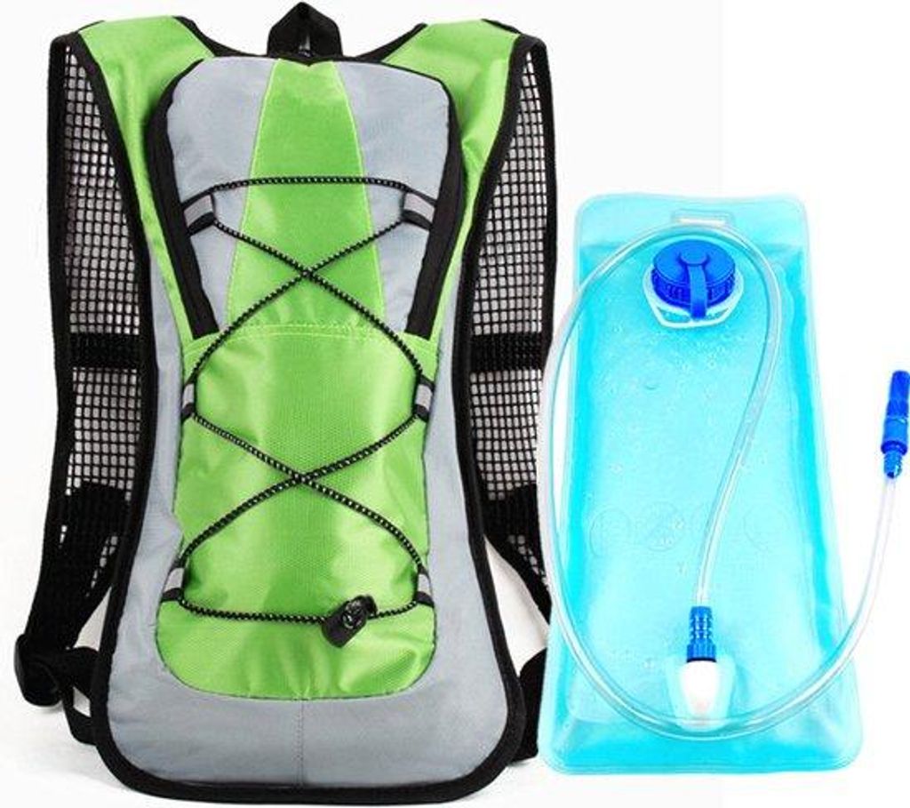 Hydratatierugzak met 2-Liter-Wasserflaschenhalter für Wandern, Radfahren, Laufen, Klettern und Outdoor-Aktivitäten - grün - 5L