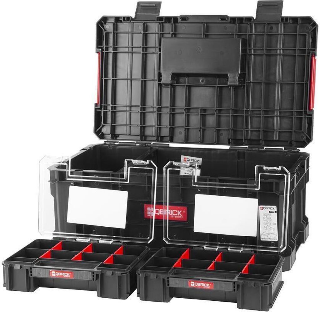 QBRICK Set-Werkzeugkasten mit 2 Sortimentskasten | HxBxT 22,5x53x31cm | Metall | Werkzeugkoffer, Werkzeugbox
