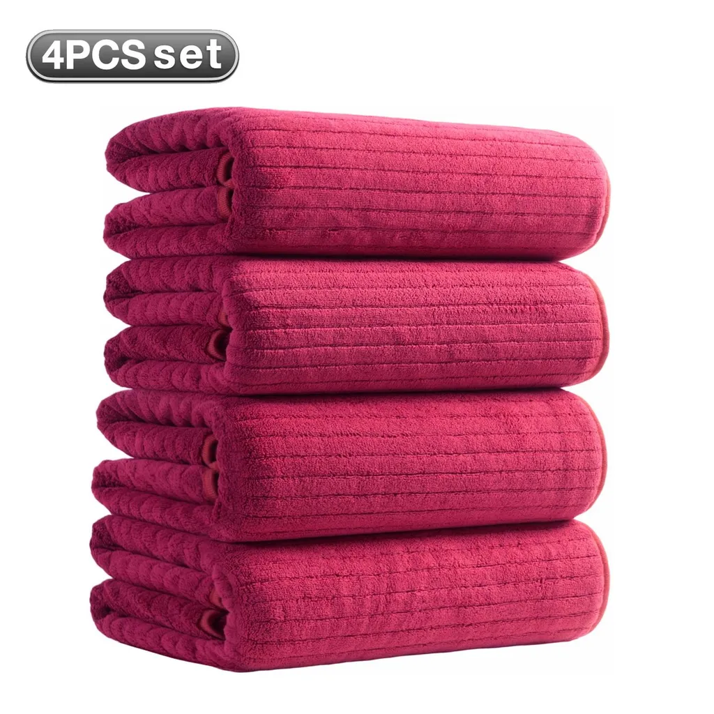 Asciugamani Rosso Mattone 100x200 Set 4 pz - Pile Corallino Luxury