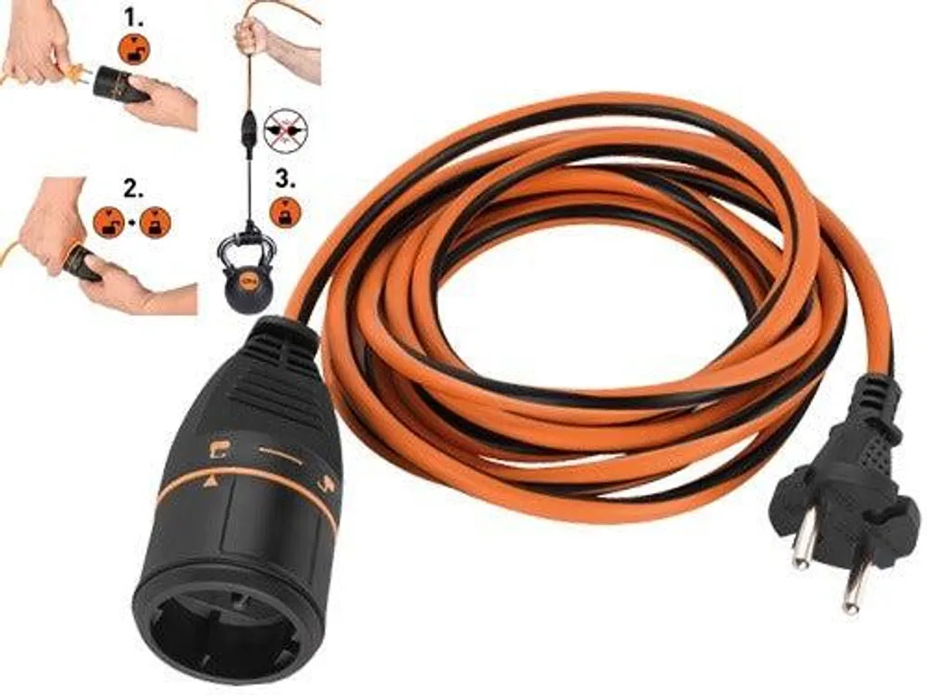Rallonge de chantier 20m Electralock Schuko avec prise auto-bloquante