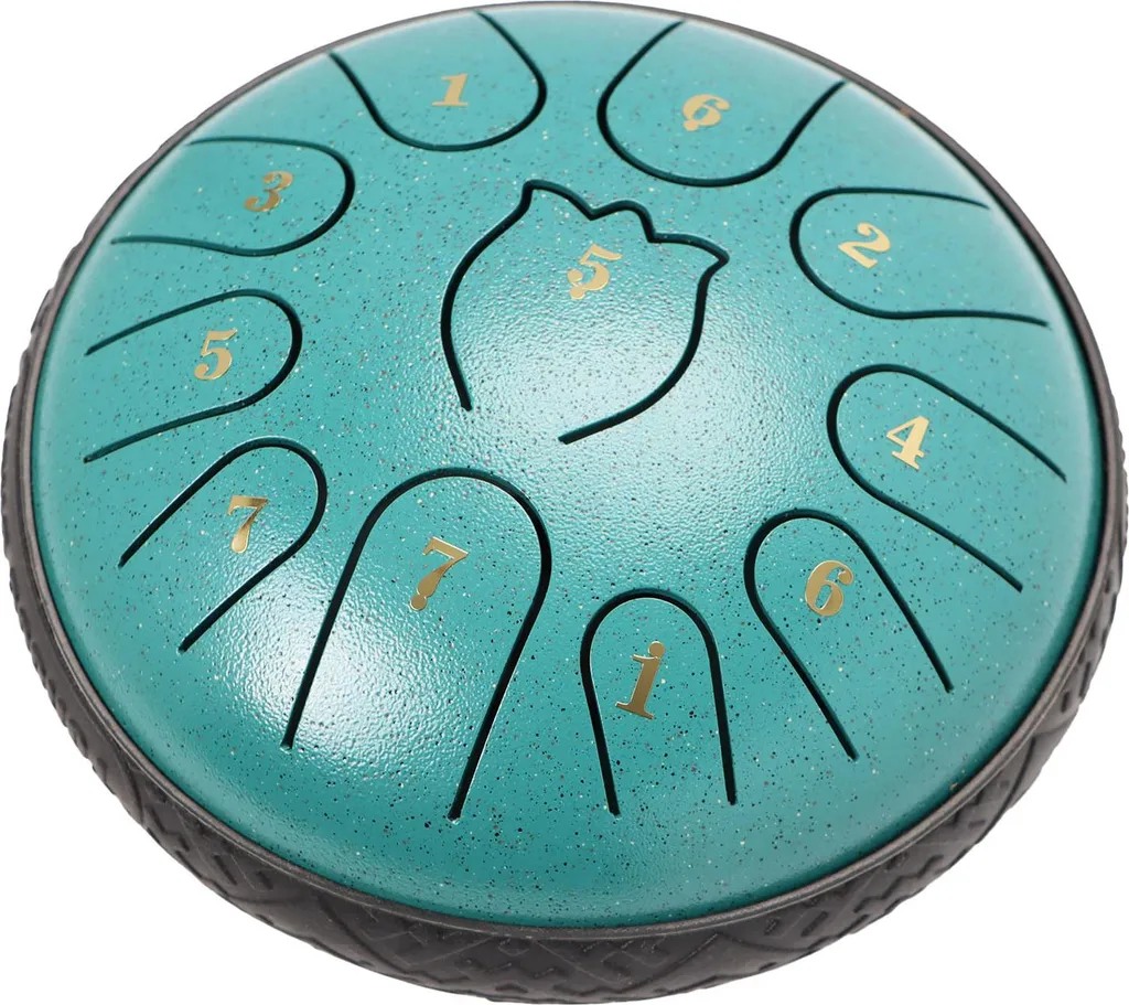 Steel Tongue Drum 11 notes instrument de percussion portable vert 15cm
