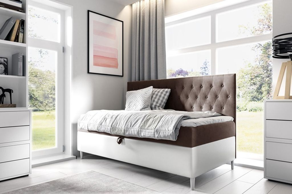 Boxspringbett FIFI 2 90x200 cm Bett mit Stauraum Kinderbett Bonell H3 (Fresh 04 + Soft 17)