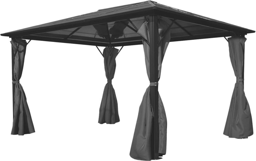 Pavillon mit Vorhängen Anthrazit Aluminium 400 x 300 cm