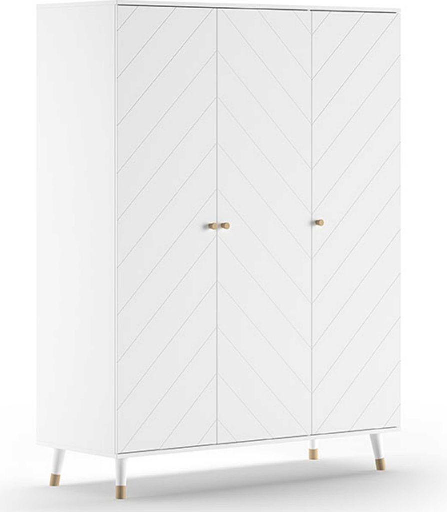 JAXX - BILLY Kleiderschrank mit 3 Türen, MDF satin weiß lackiert