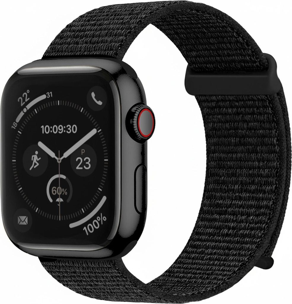 Smartwatch Armband für Apple Watch Series 5 40mm Nylon Textil Band Ersatzband Wechselband Klettverschluss flexibel atmungsaktiv Schwarz