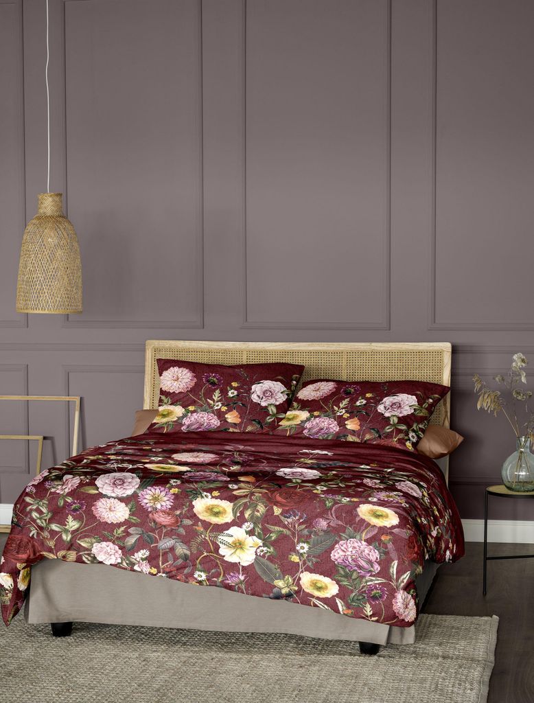 Irisette Mako-Satin Bettwäsche-Garnitur Wave 8576 Farbe rot 155x220+80x80cm