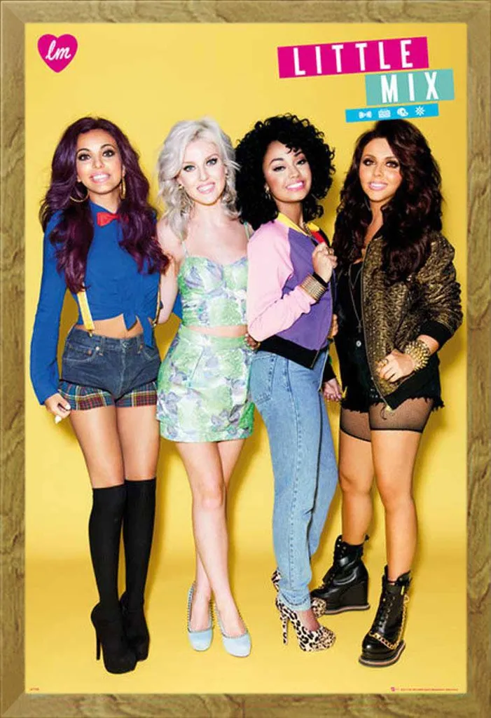 Little Mix - Poster - Gruppo + cornice rimovibile, Shinsuke® Maxi MDF oak, disco acrilico