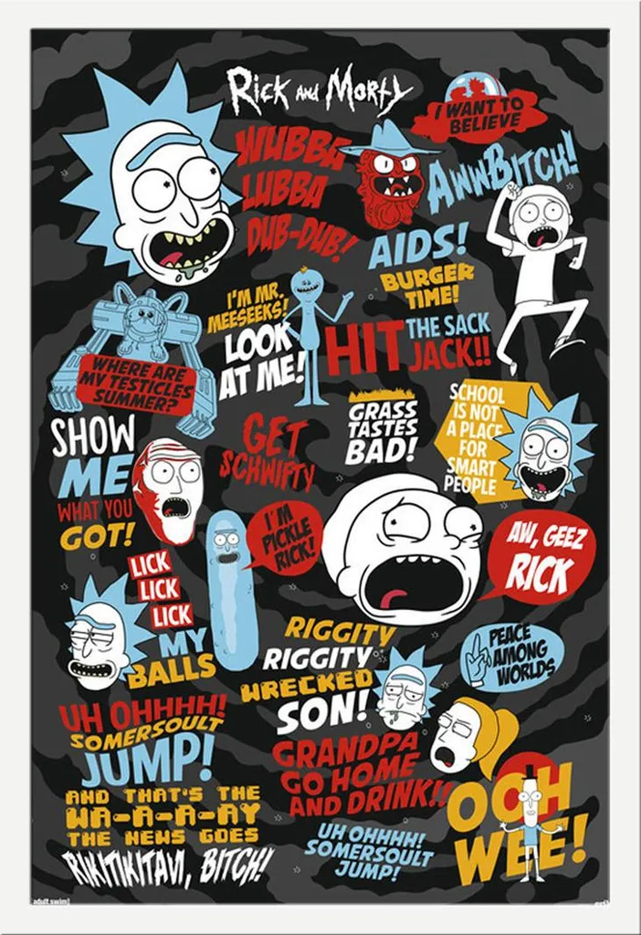 Arredo Nerd Chic: Poster Rick and Morty Nero con Cornice Bianca Shinsuke