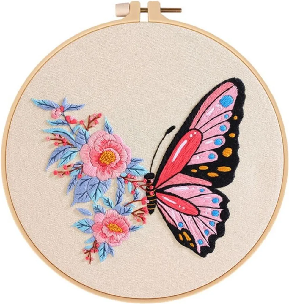 Kit Broderie Main Complet avec 4 Toiles Imprimées et Fils de Qualité