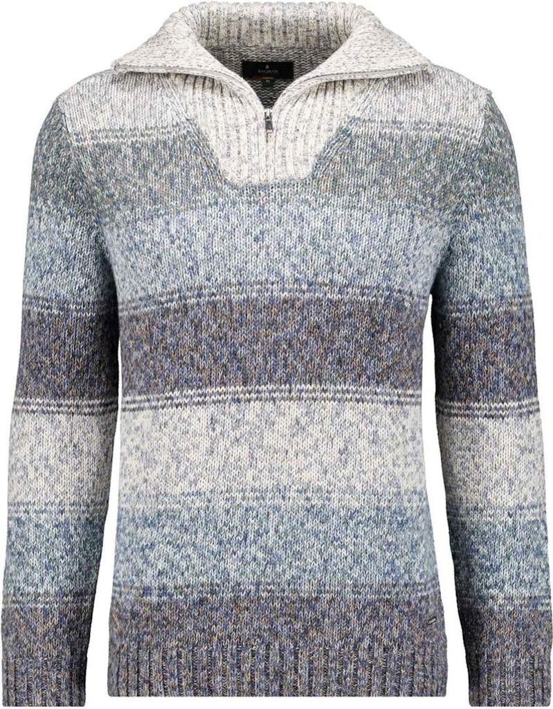 Ragman Strickpullover mit Troyer-Kragen, gestreift